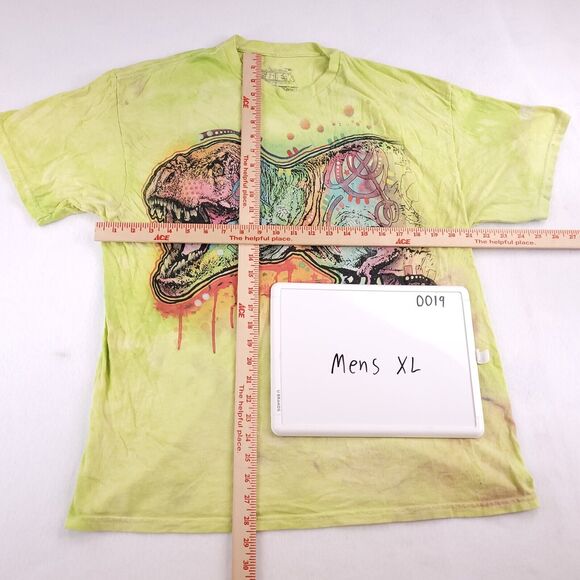 T-Rex Pullover Graphic Casual T Shirt Adult Mens Size Extra Large XL Yellow - Picture 7 of 9